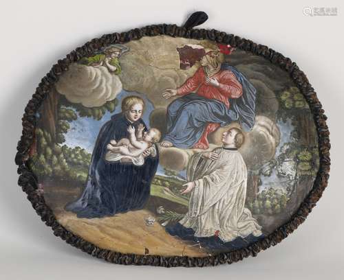 Oval enamel painting, Religious