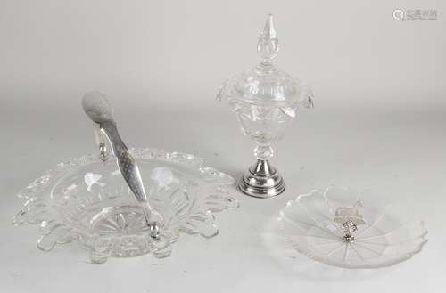 3 parts crystal with silverware