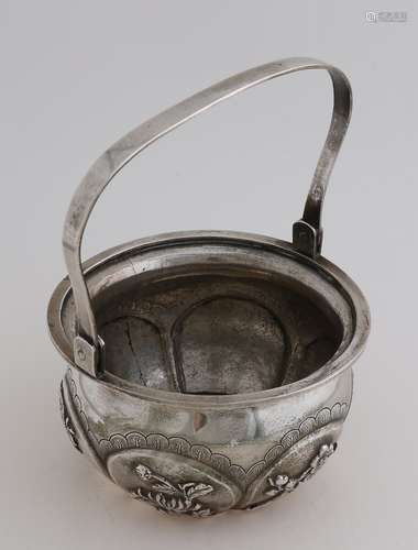 Silver bowl with floral pattern, Chinese