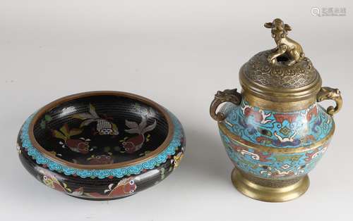 Two parts Japanese / Chinese cloisonné