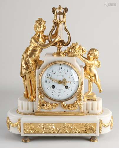 French Carrara mantel clock, 1860