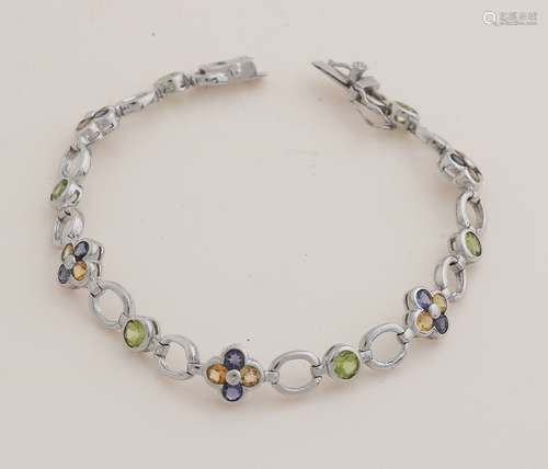 Silver bracelet with gemstones