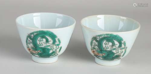 Two Chinese dragon cups