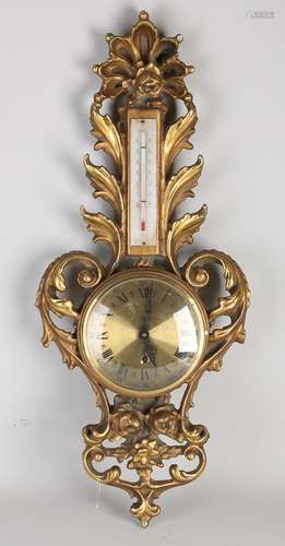 Italian gold-plated barometer clock