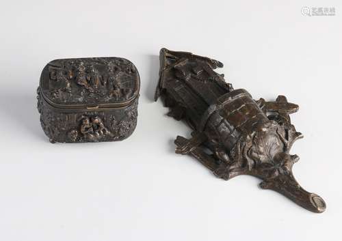 Antique bronze chest + holy water bowl