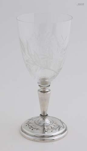 Crystal glass on a silver base