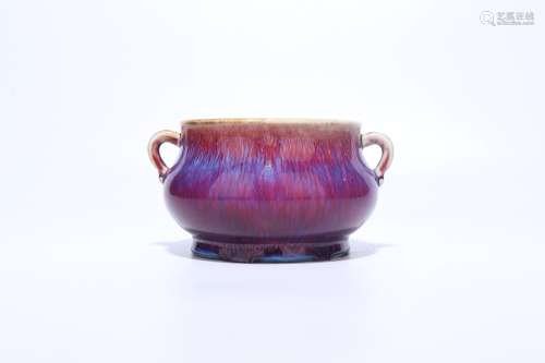 chinese flambe glazed porcelain incense burner
