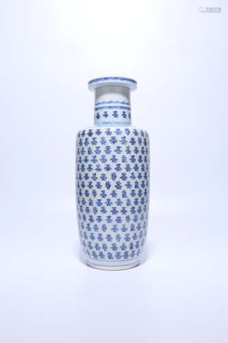 chinese blue and white porcelain rouleau vase