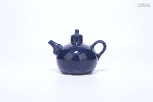 chinese sacrificial-blue glazed porcelain teapot