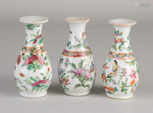 3 Chinese Cantonese vases