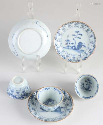 Three 18th century Chinese cups and saucers