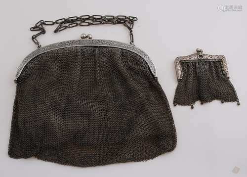 Silver bag and purse.