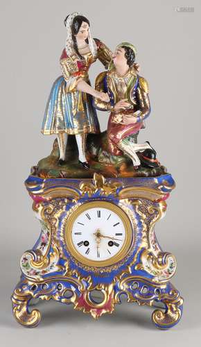 French Charles Dix porcelain mantel clock