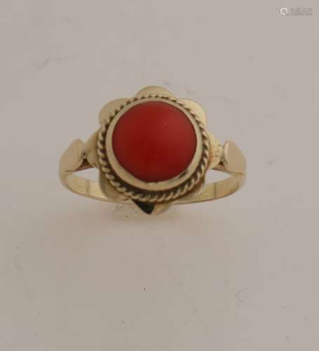 Gold ring with red coral