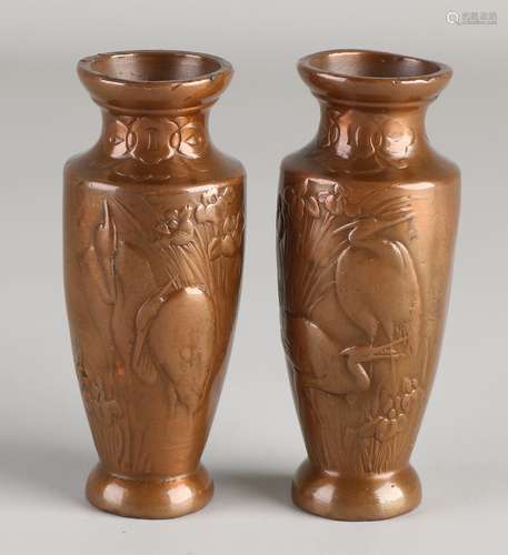 2 Japanese bronze (mini) vases