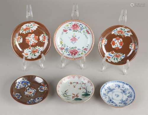 6 Chinese capuchine dishes Ø 10 - 12 cm.