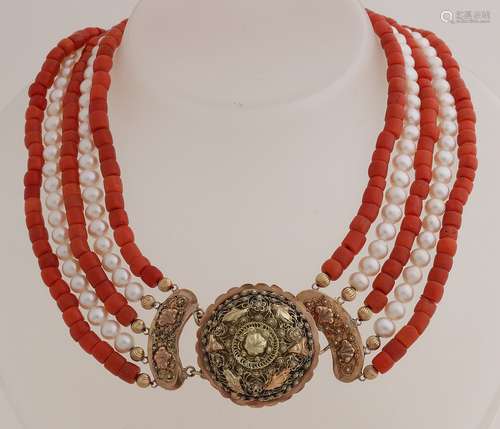 Pearl / coral necklace