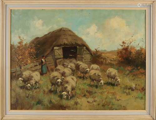 C. Verschuur, Shepherdess at sheepfold