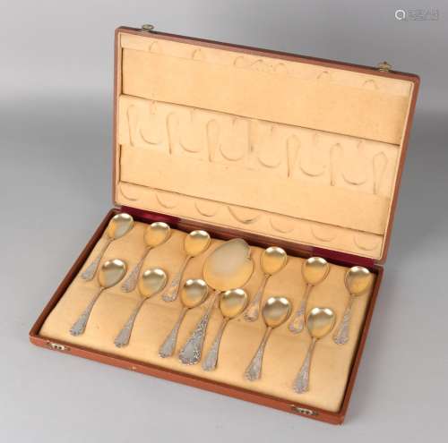 Set of silver ice cream spoons