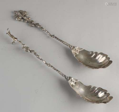 2 Silver serving spoons