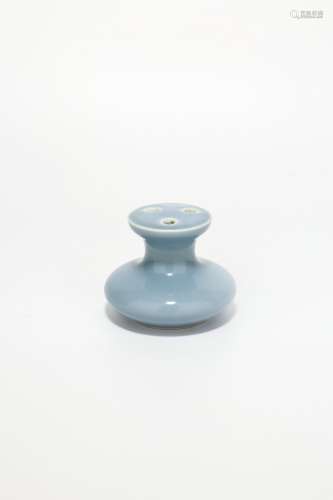chinese blue glazed porcelain three-hole vase