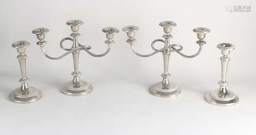 Four plated candlesticks