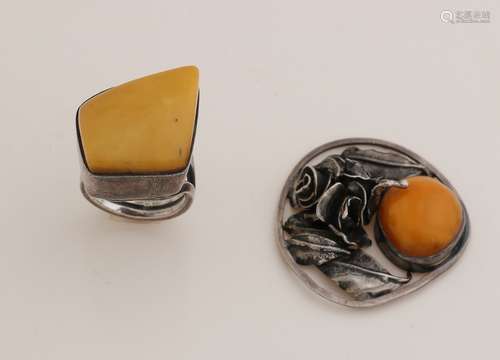 Amber ring and pendant