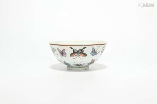 chinese famille rose porcelain bowl with butterfly pattern