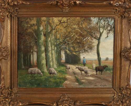 WJ Alberts, Farmer with sheep on a sandy path