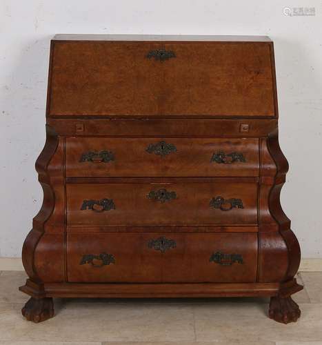 Burr walnut baroque secretaire