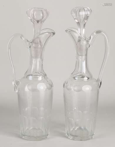 Two crystal glass pitchers