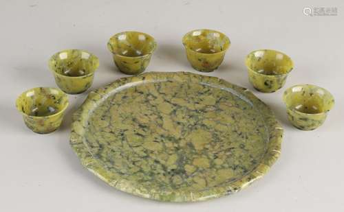 Chinese jade tablet with cups