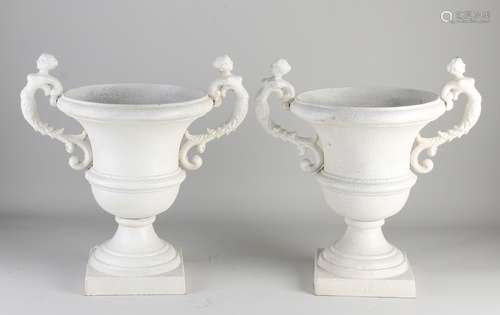 Set of cast iron garden vases