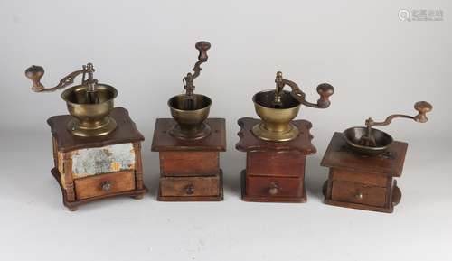 Four coffee grinders