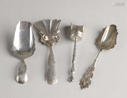 4 Silver sugar scoops