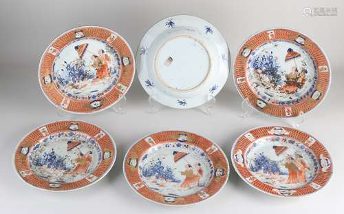 Six Chinese Imari plates Ø 23.3 cm.