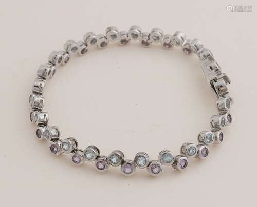 Silver bracelet with gemstones