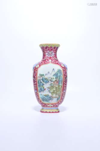 chinese famille rose porcelain binaural vase