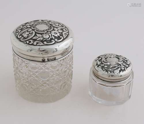 Two ointment jars with silver lid