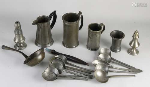 Lot of various antique pewter