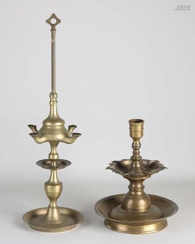 Two antique oriental oil lamps