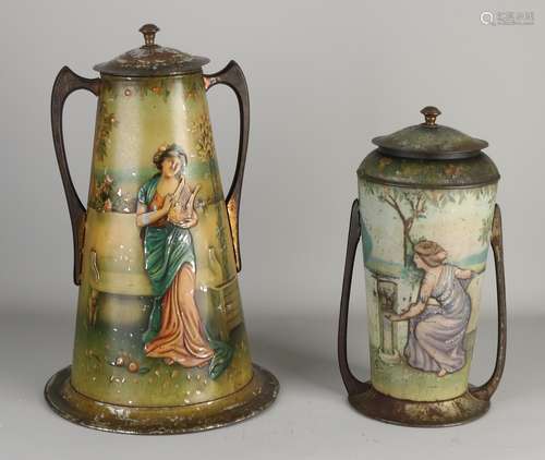 2 Jugendstil advertising storage tins