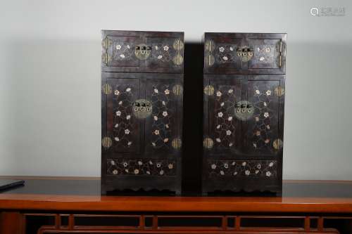 chinese red sandalwood cabinet inlaid gems