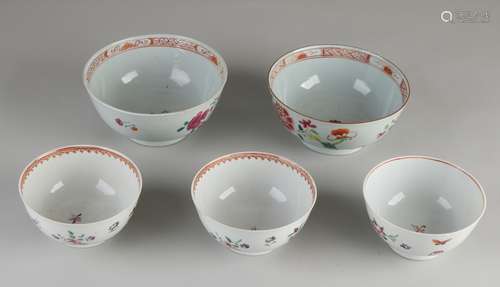 5 Chinese Family Rose bowls