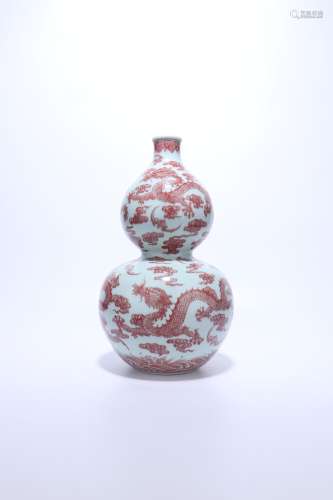 chinese underglaze red porcelain double gourd vase