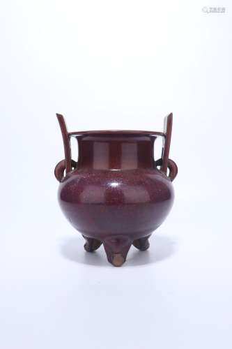 chinese flambe glazed porcelain  tripod censer