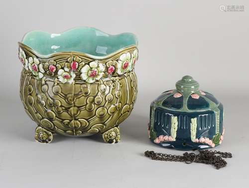 Two Majolica pots