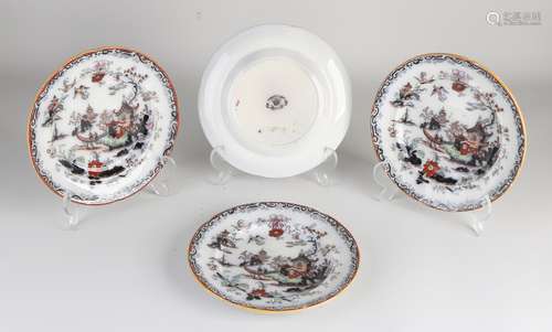 Four antique English plates Ø 20.5 cm.