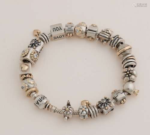 Pandora bracelet with gold