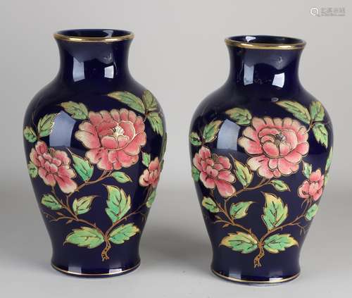 Two blue decorative vases